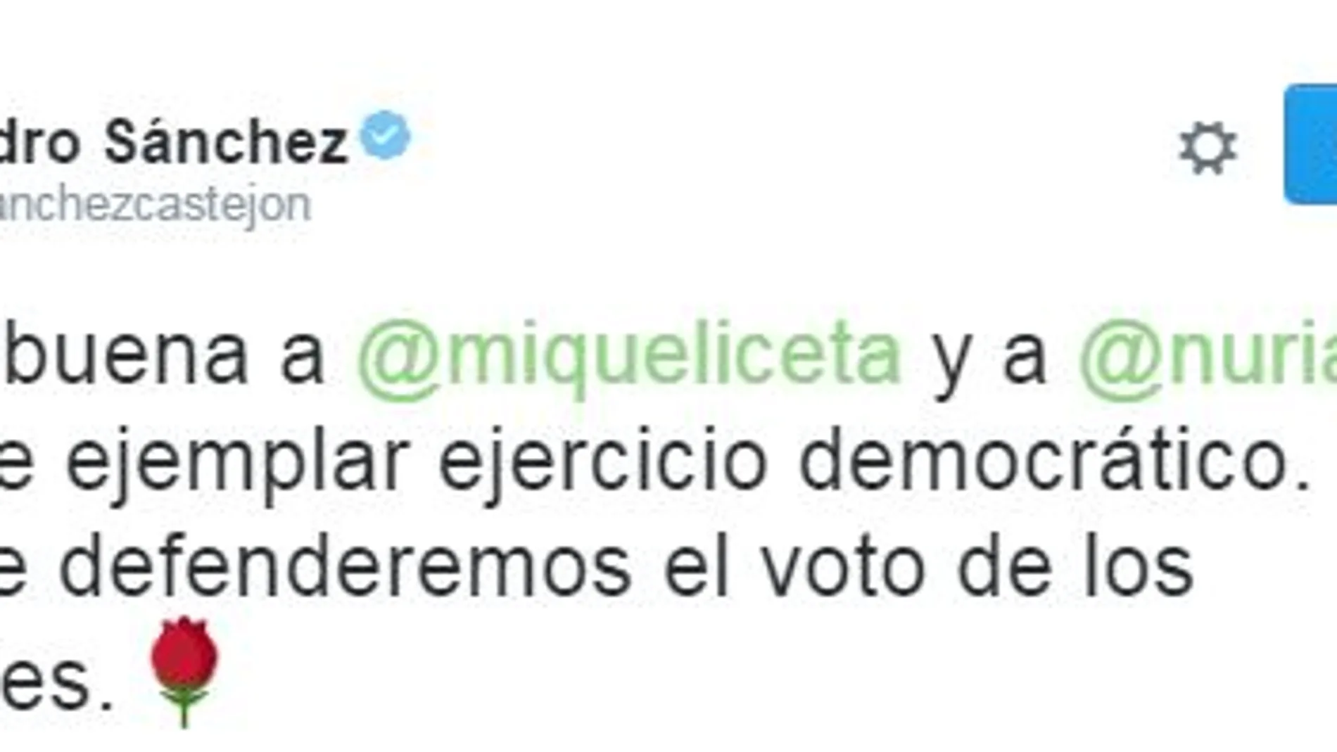 Pedro Sánchez felicita a Iceta y su apuesta por dar el voto a los militantes