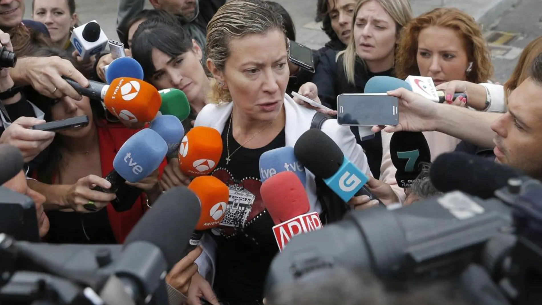 Diana López Pinel, madre de Diana Quer, la joven madrileña que desapareció en Galicia el pasado 22 de agosto, atiende a los medios.