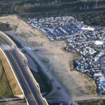 Foto aérea del campo de refugiados de Calais