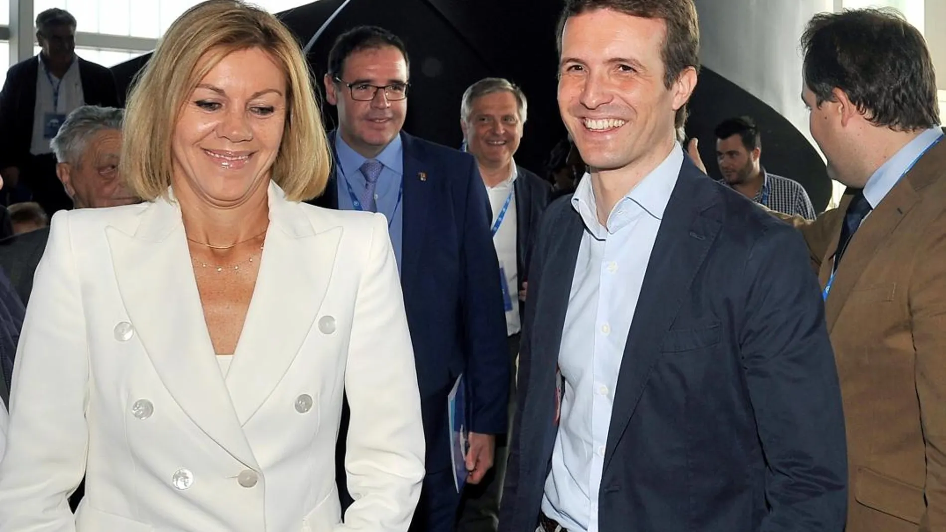 El presidente del Partido Popular, Pablo Casado, junto a la expresidenta del PP en Castilla La Mancha María Dolores de Cospedal/Foto: Efe