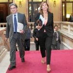 La presidenta del PP catalán, Alicia Sánchez-Camacho, y el portavoz del partido, Enric Millo