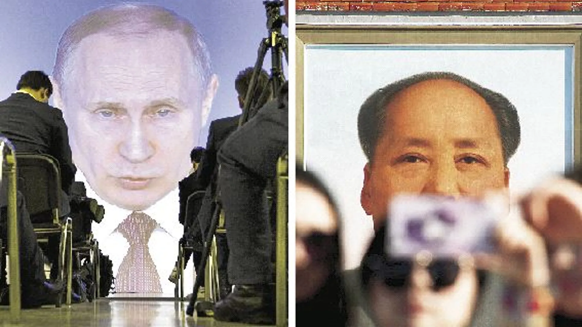 A la izq. Vladimir Putin, el nuevo zar de Rusia. A la der. Mao, quien se convirtió en el rostro de una nación en China