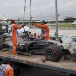 Así quedó el coche de Romain Grosjean tras el accidente