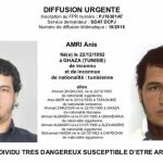 Ficha policial enviada a Europol con los datos del tunecino Anis Amri, buscado por la policía alemana.