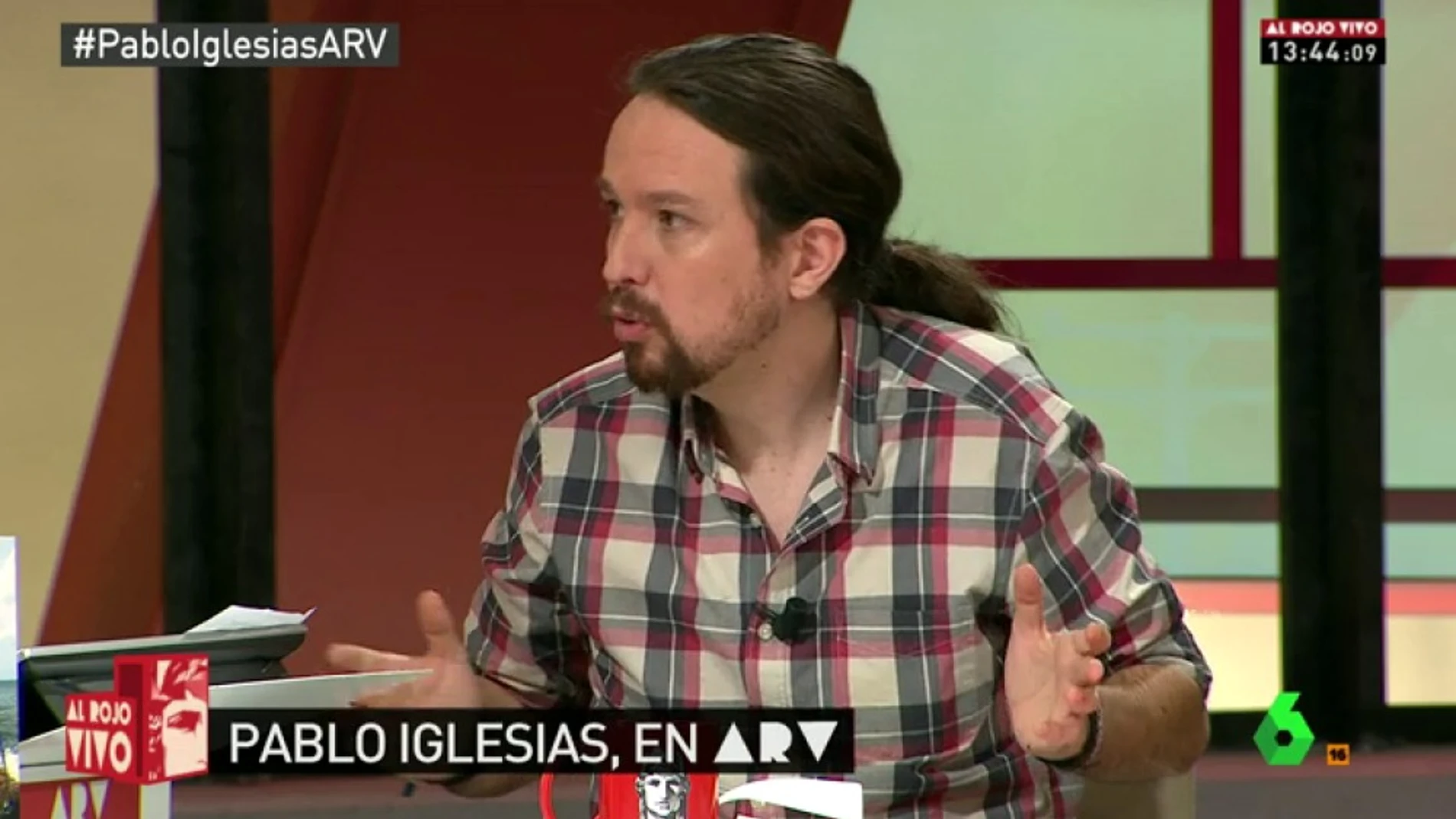 Pablo Iglesias, durante su intervención en “Al Rjo Vivo”, en La Sexta