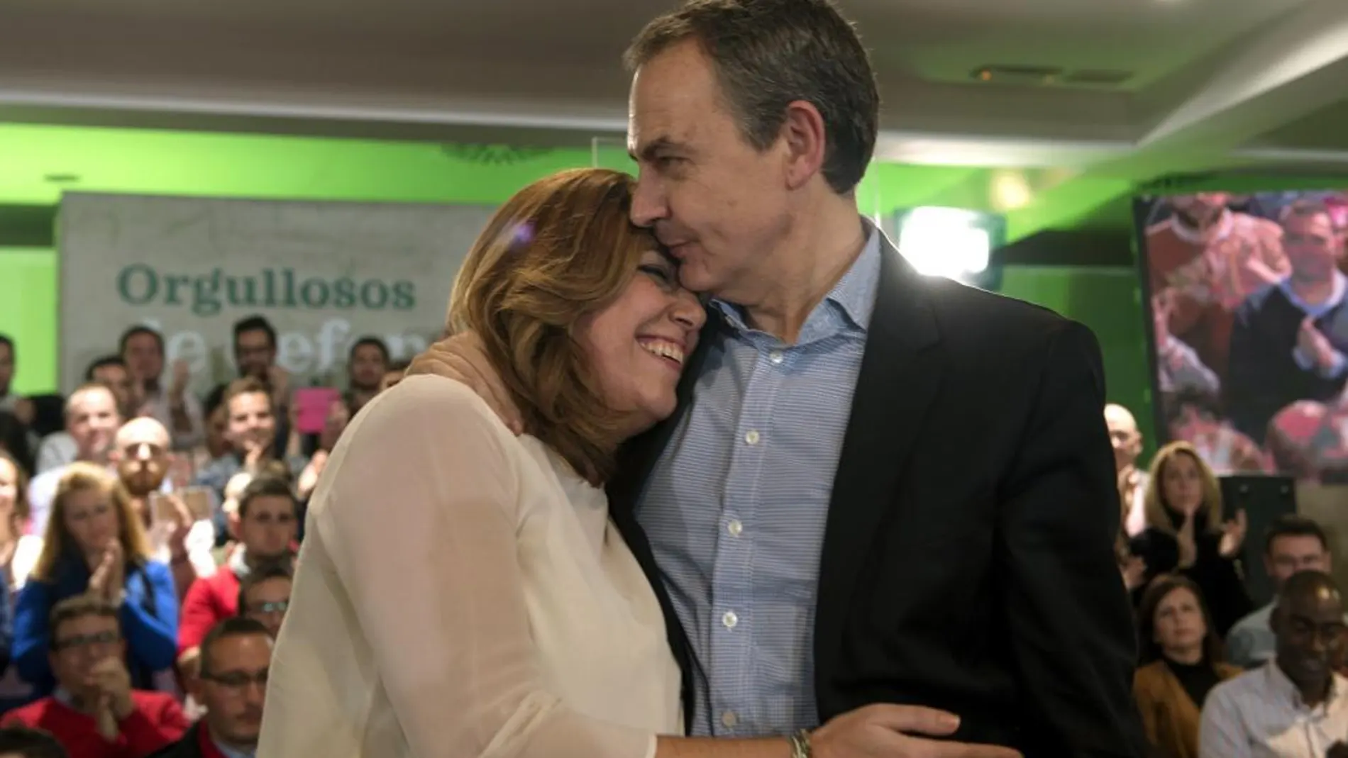 Susana Díaz y José Luis Rodríguez Zapatero en el acto del partido en Jaén