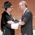 El presidente de la Generalitat, Alberto Fabra, con el nuevo rector de la UPV, Francisco Mora
