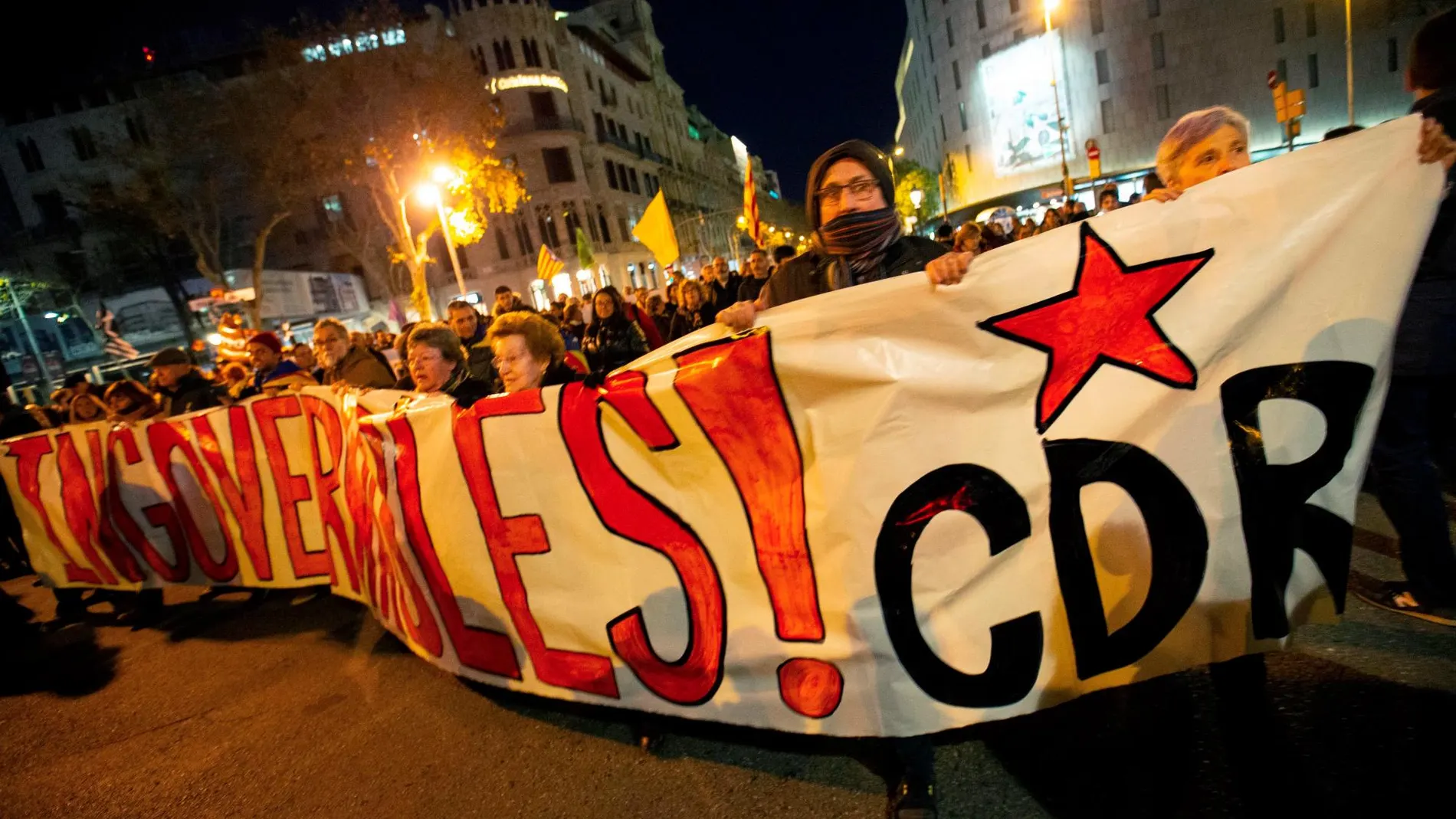 Asistentes a la manifestación promovida por partidos y entidades independentistas contra el juicio por el 1-O en el Tribunal Supremo, la semana pasada