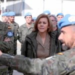 La ministra de Defensa, María Dolores de Cospedal visitó recientemente por Navidad a los 618 militares españoles desplegados