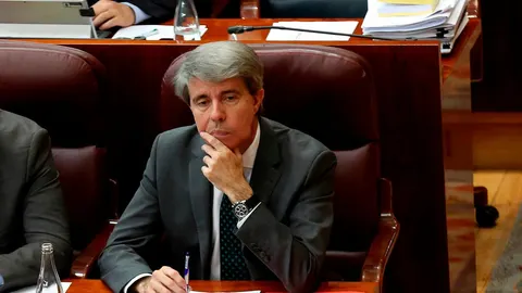 El consejero de Educación, Rafael Van Grieken, durante su intervención, ayer, en la Asamblea madrileña