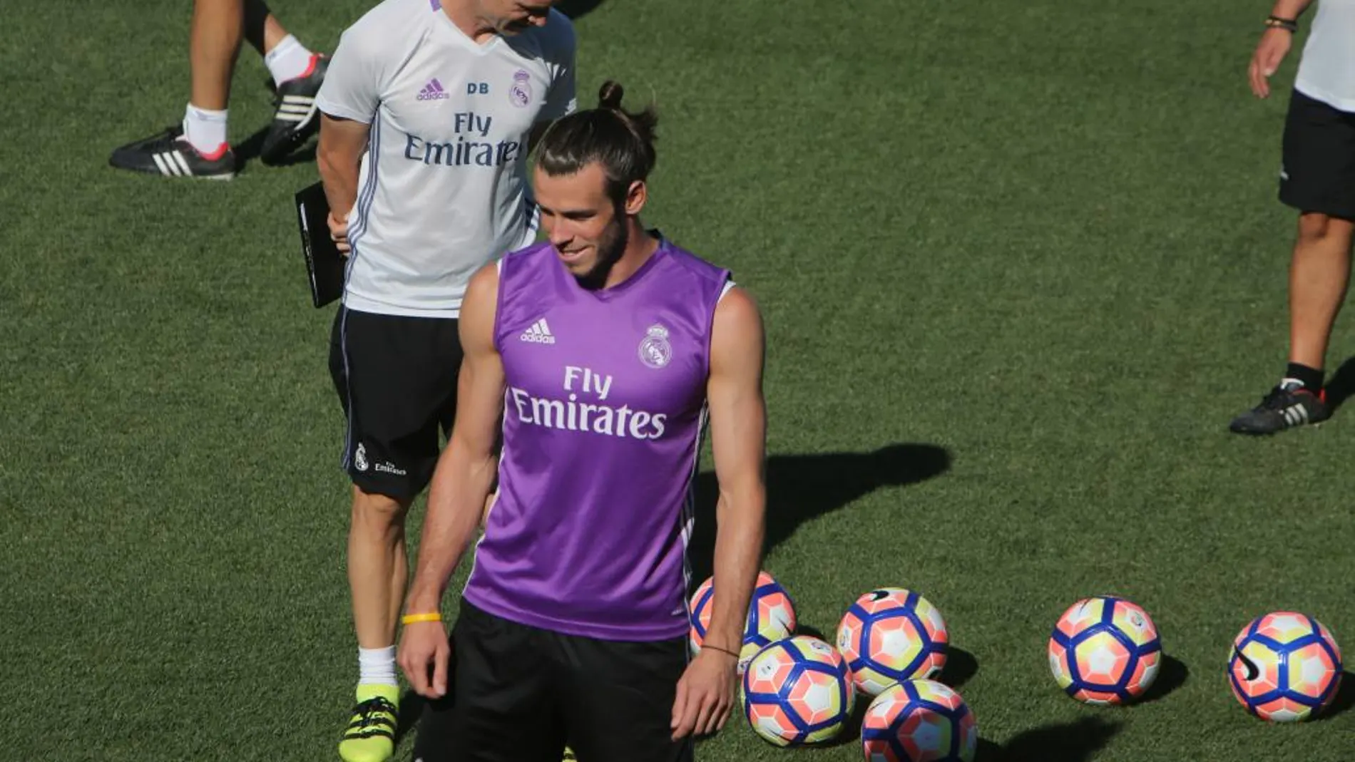 Gareth Bale, en el entrenamiento de ayer del Real Madrid