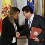 Susana Díaz y Fabián Picardo, ayer en el Palacio de San Telmo