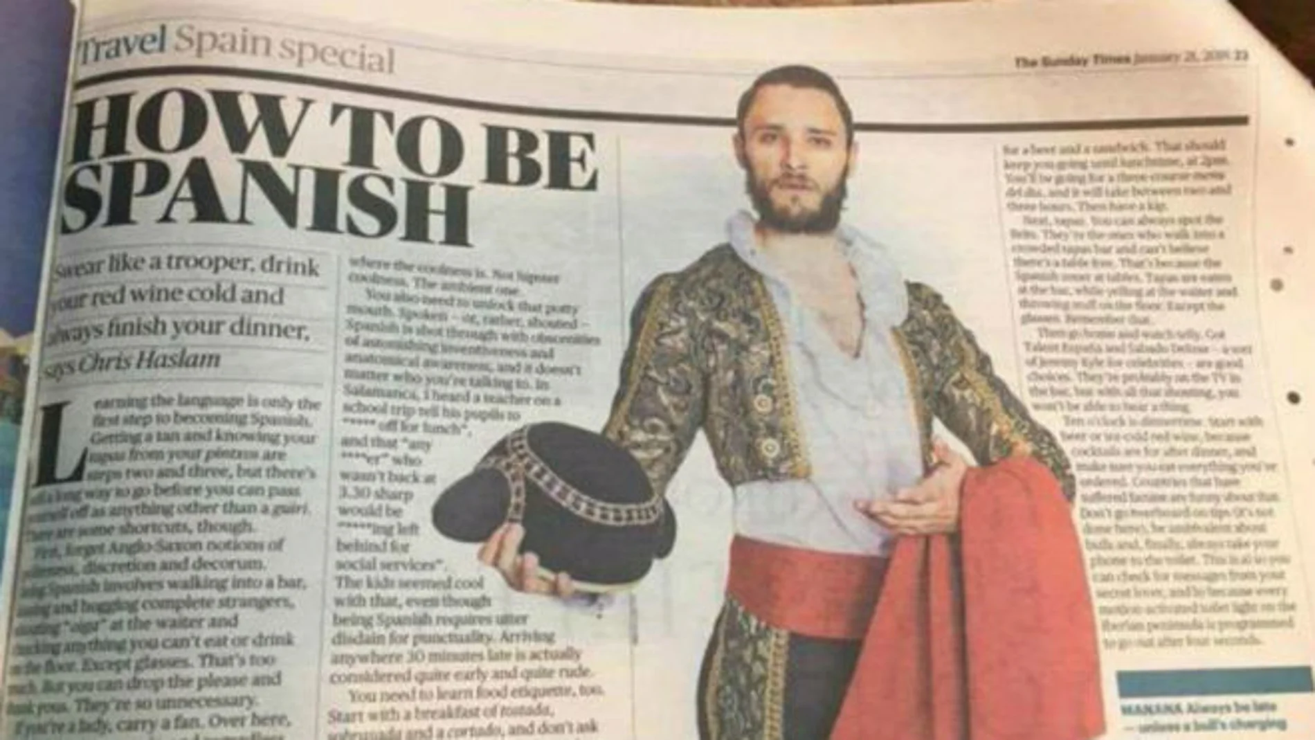 Artículo publicado en la sección de Viajes del «Sunday Times»