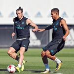 Bale y Theo, en el entrenamiento de ayer del Madrid