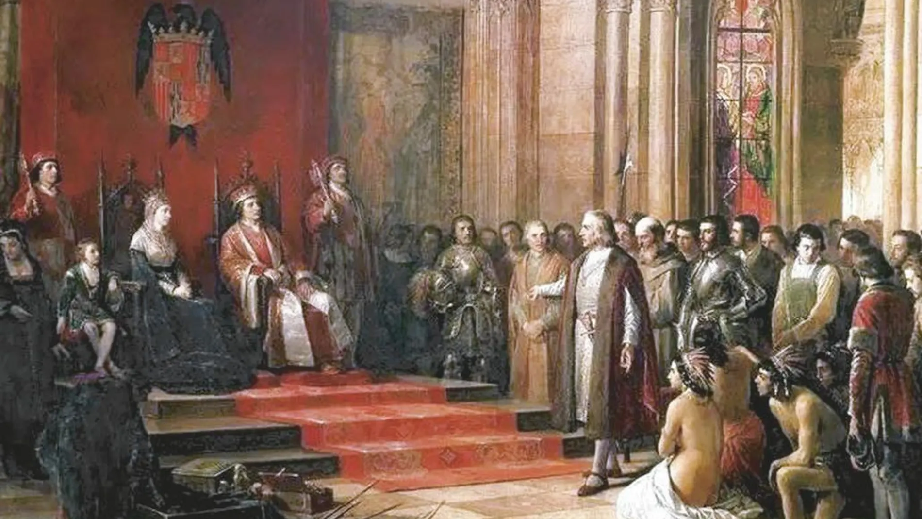«Recibimiento de los Reyes Católicos a Colón», de Ricardo Balaca (1844-1880)