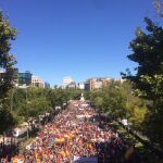 Imagen de la multitudinaria manifestación celebrada esta mañana en Madrid