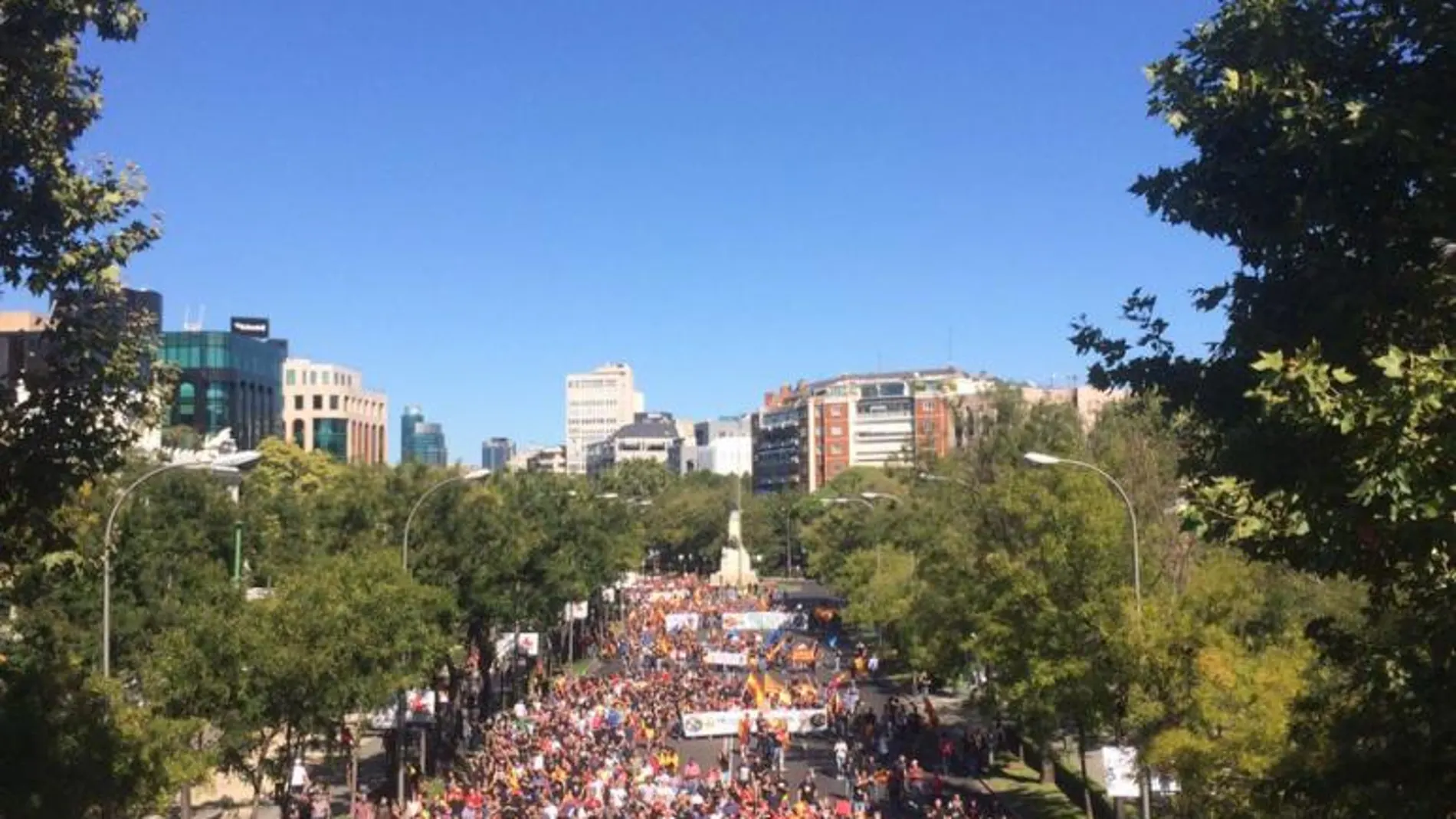 Imagen de la multitudinaria manifestación celebrada esta mañana en Madrid