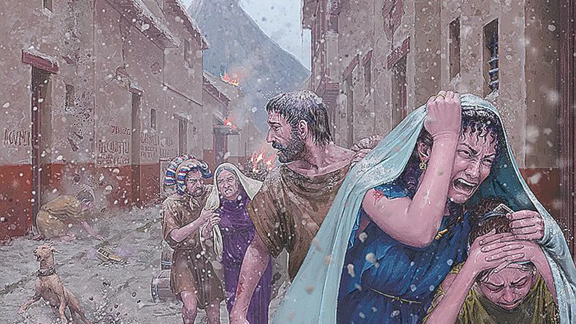 Los habitantes de Pompeya tratan de huir de la erupción del Vesubio. ©ªRU-MOR/Desperta Ferro Ediciones