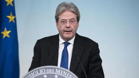 El primer ministro italiano Paolo Gentiloni, hablando durante una rueda de prensa