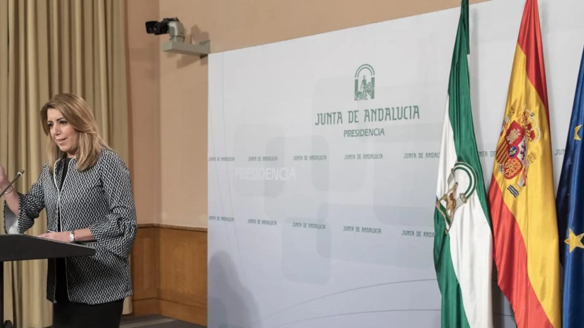 Susana Díaz, ayer, en el Palacio de San Telmo, tras el Consejo de Gobierno