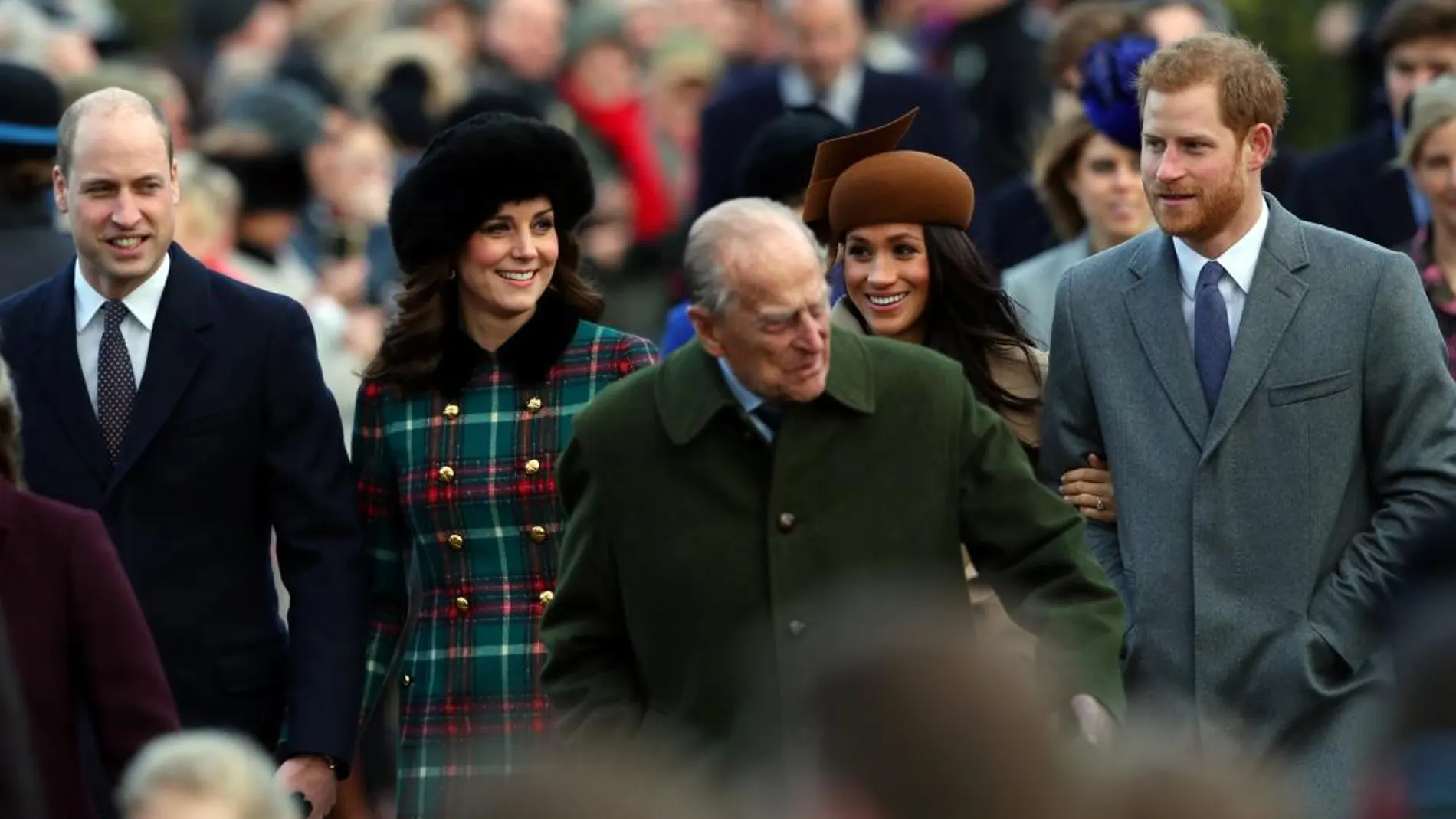Los Duques de Cambridge, el príncipe Enrique y Meghan Markle llegan a la Iglesia de Santa Magdalena