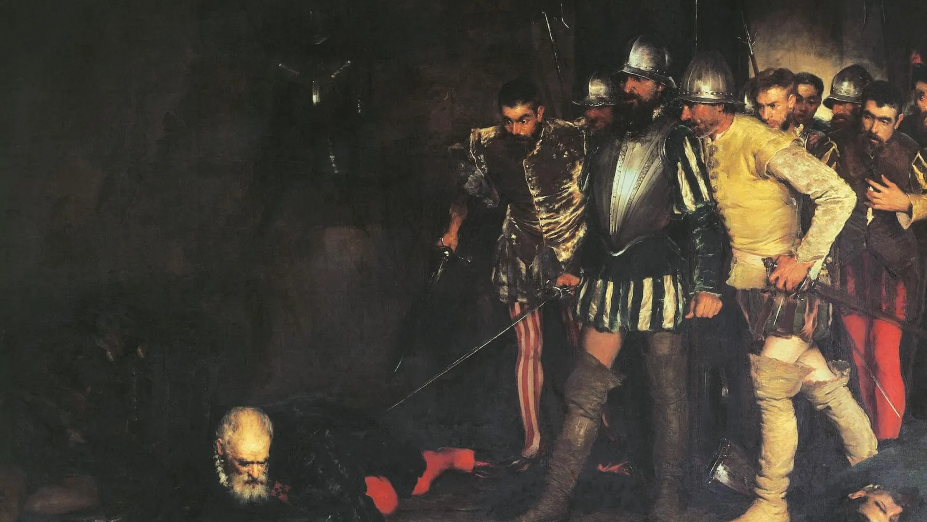 El asesinato de Pizarro pintado por Manuel Ramírez Ibáñez, una obra que se exhibe en el Museo del Prado