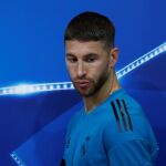 Sergio Ramos, a su llegada a la rueda de prensa