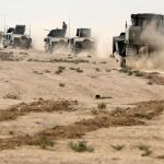 Fuerzas especiales iraquíes en el desierto cerca de Mosul