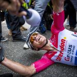 Mathieu van der Poel celebra su victoria en la Amstel