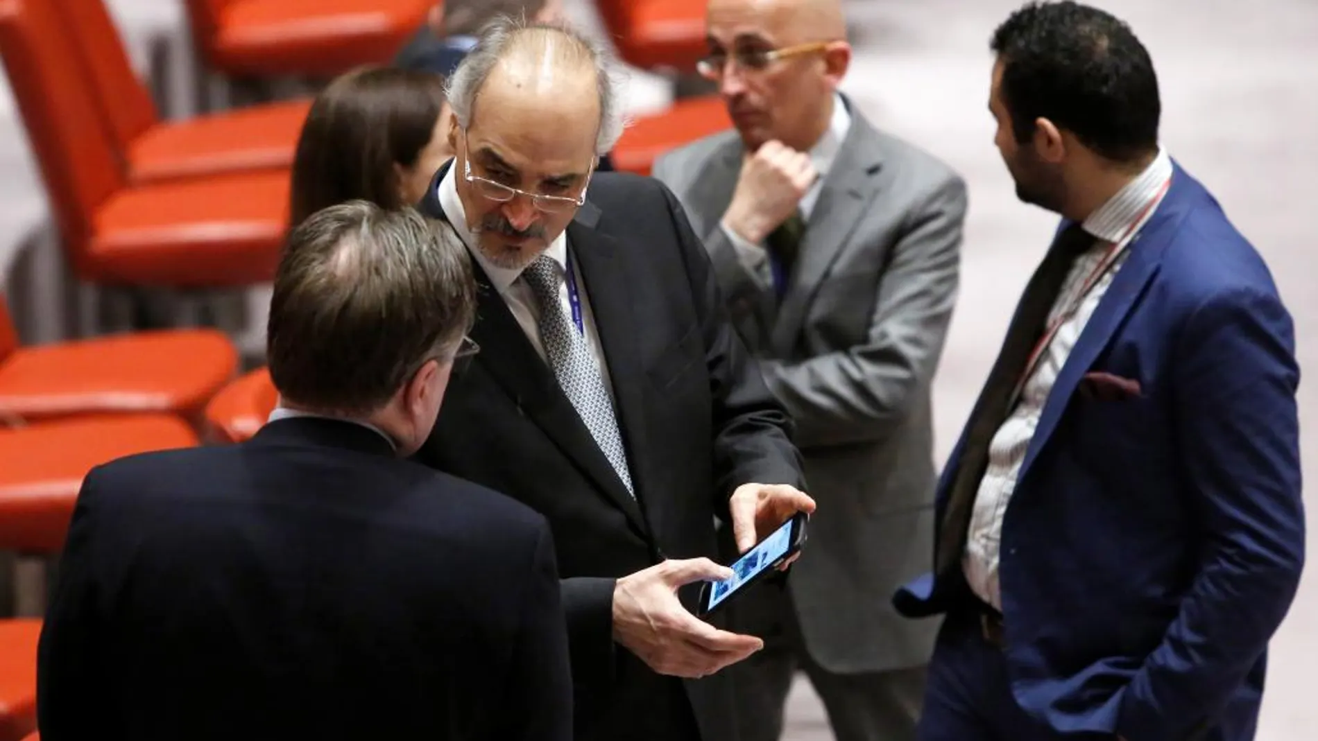 El embajador sirio en Naciones Unidas, Bashar al-Jaafari, durante la reunión del Consejo de Seguridad