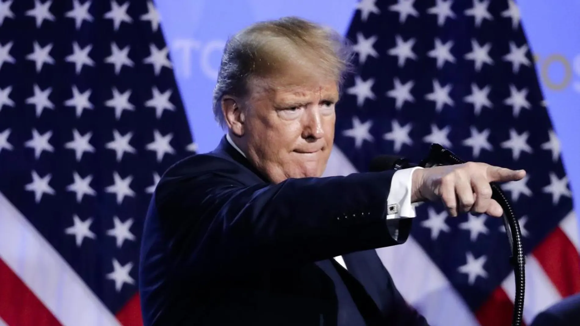 El presidente de Estados Unidos, Donald Trump, durante su intervención en la cumbre de la OTAN / Foto: Ap