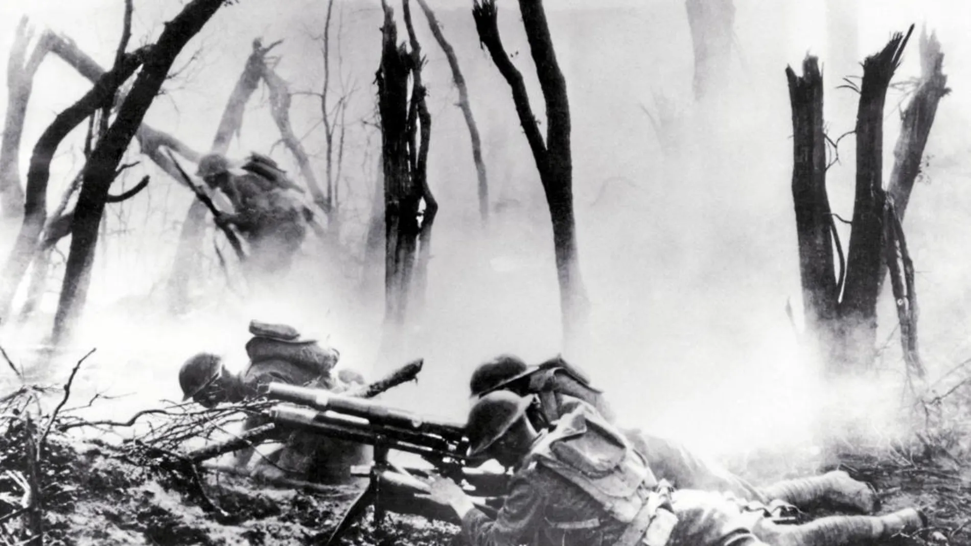 Varios soldados durante una batalla en la Primera Guerra Mundial