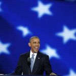 El presidente, Barack Obama, habla durante la Convención Demócrata