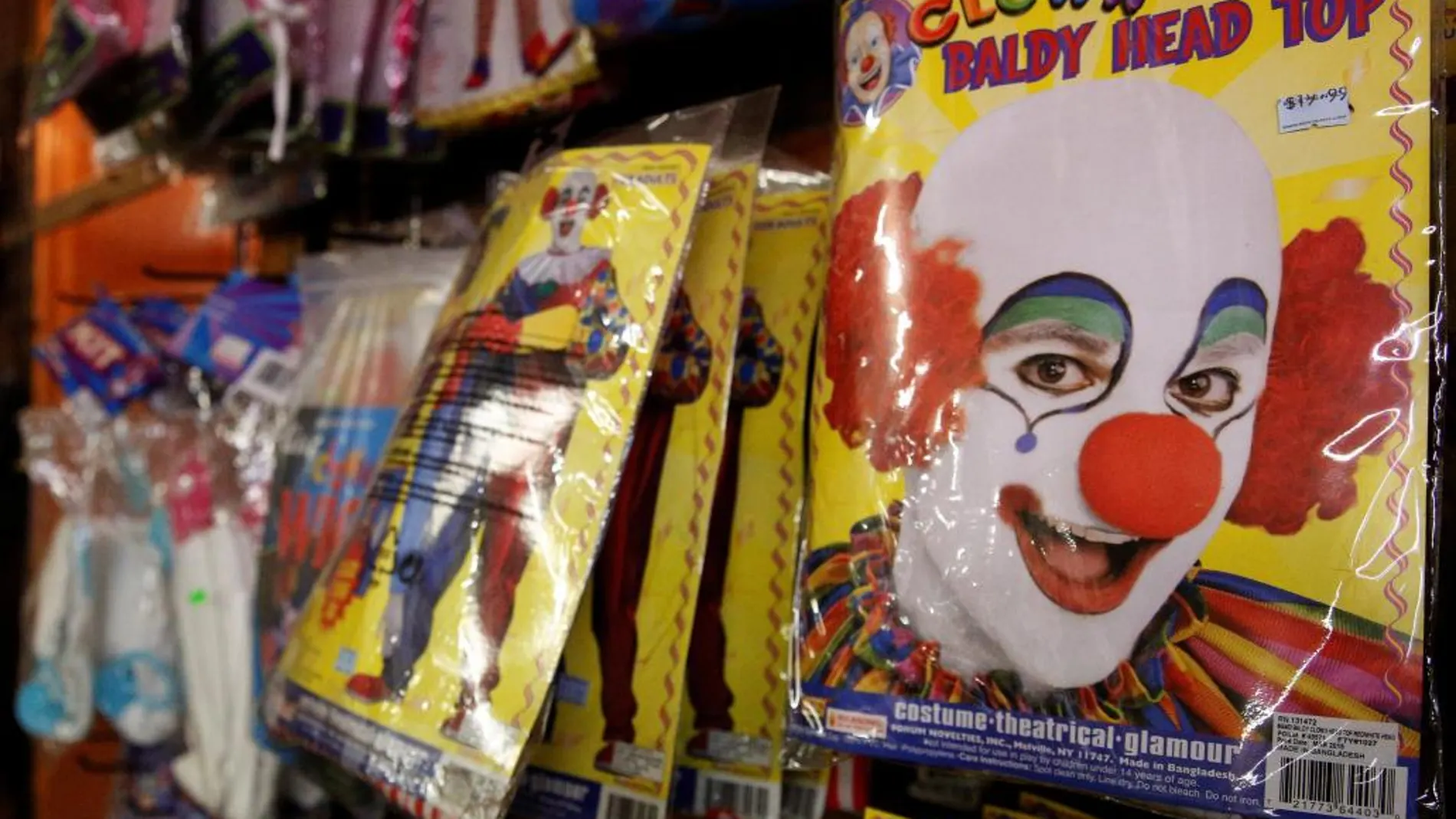 Disfraces de payaso en una tienda de Brooklyn