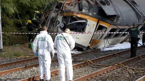 Imagen del convoy accidentado hoy en O Porriño