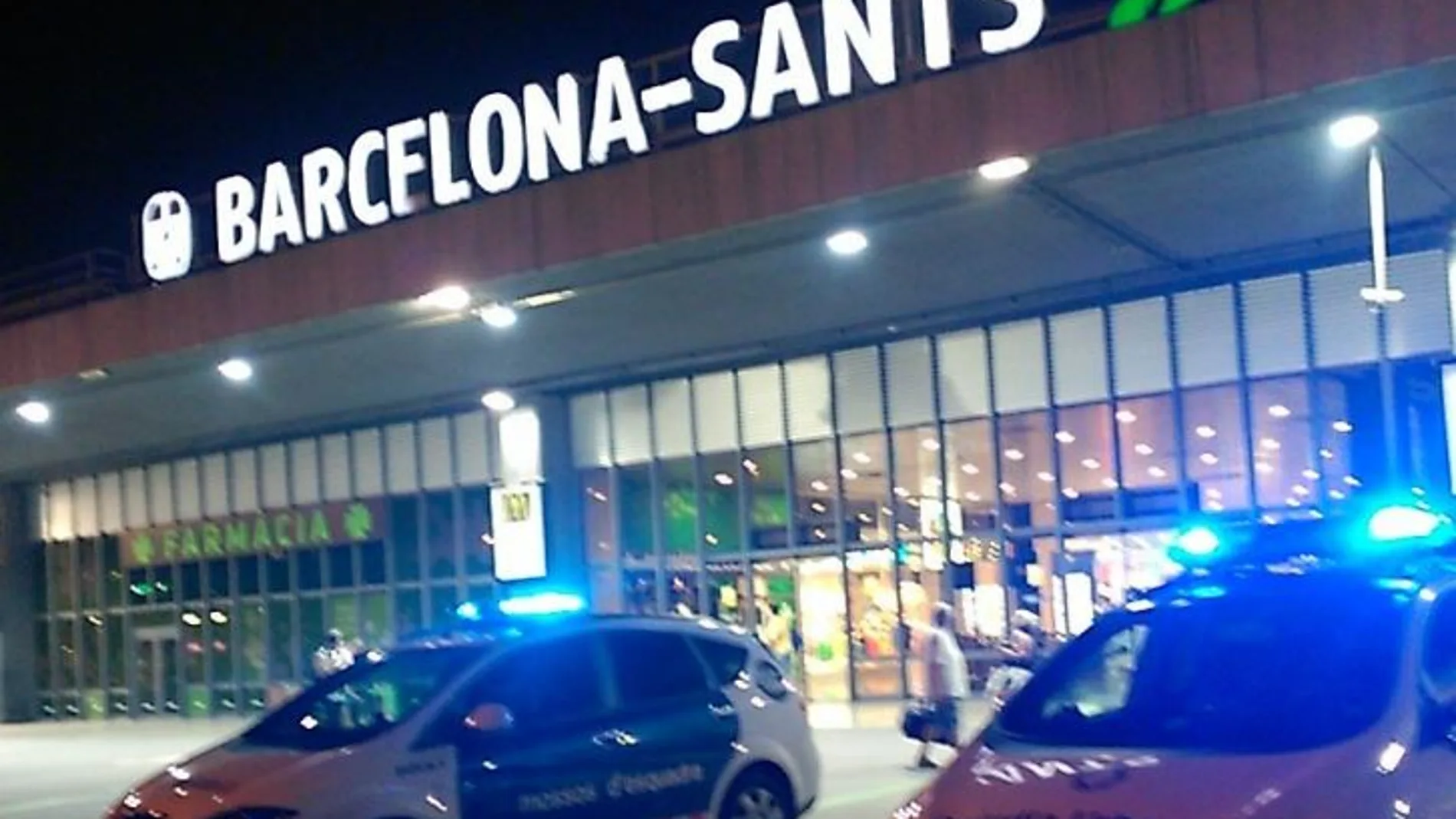 Coches de los Mossos d'Esquadra ante la entrada de la estación