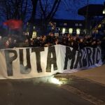 Pancarta en la que se leía: «Puta Madrid»