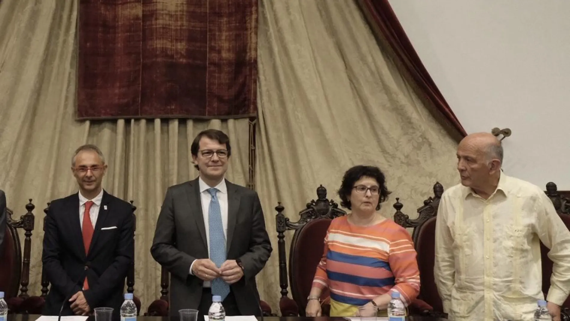 Ricardo Rivero, Alfonso Fernández Mañueco, Izáskum Álvarez y Manuel Alcántara, en la inauguración
