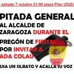 Zaragoza carga contra la presencia de Colau en el pregón del Pilar