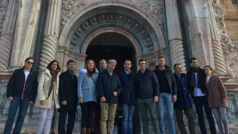 El vicesecretario de comunicación del PP, Pablo Casado, ayer en la Basílica de la Santa y Vera Cruz de Caravaca