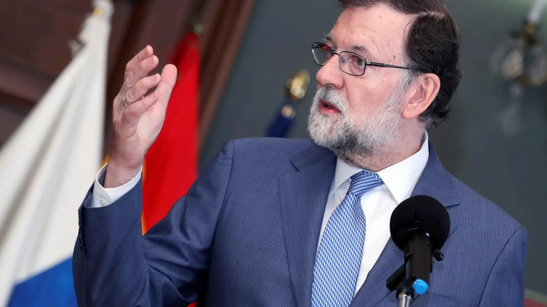 El presidente del Gobierno, Mariano Rajoy, durante su intervención, en Las Palmas de Gran Canaria/Efe