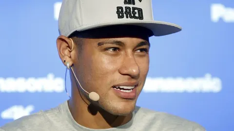 El delantero brasileño del FC Barcelona, Neymar Jr, durante su participación en un acto promocional