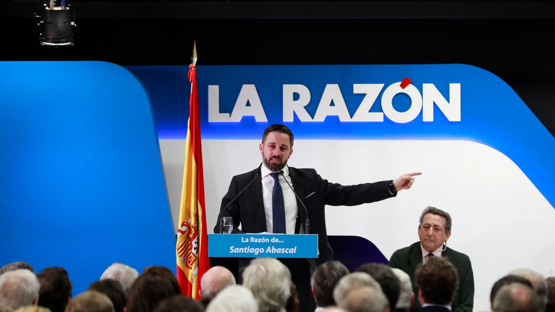 Santiago Abascal, durante su ponencia en LA RAZÓN