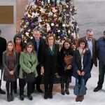 Ángeles Armisén recibe en la sede de la Diputación palentina a los miembros de Living Heritage.