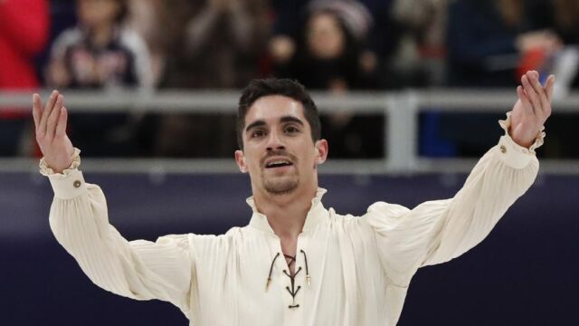 Javier Fernandez, hoy, en Moscú, tras terminar su ejercicio