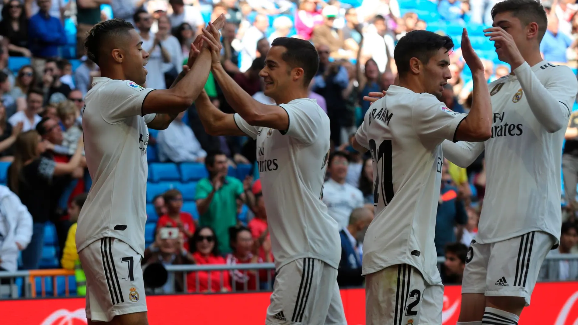 El Madrid celebra uno de los goles