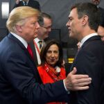 Pedro Sánchez y Donald Trump se saludaron hoy por vez primera al coincidir al inicio de la primera sesión de la cumbre de la OTAN.