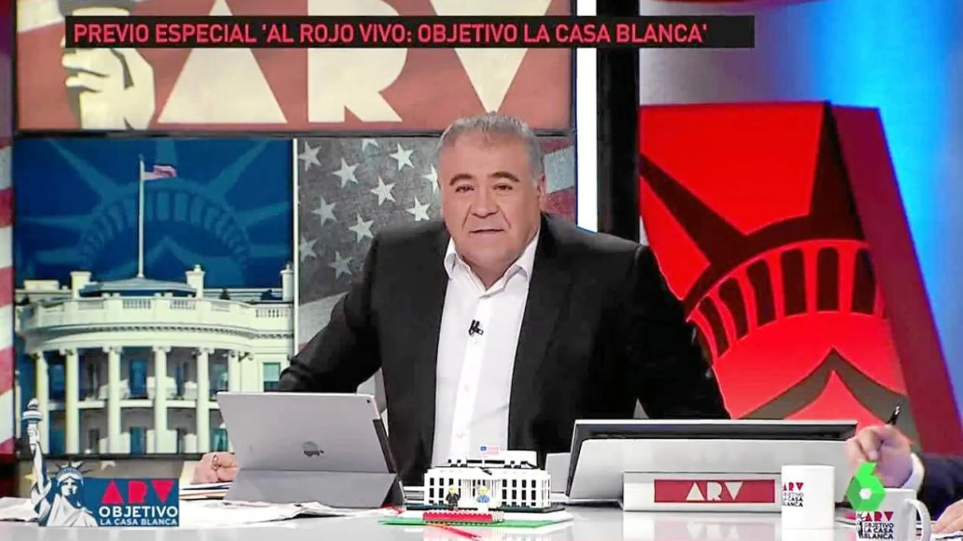 El presentador de «Al rojo vivo: Objetivo La casa blanca», Antonio García Ferreras, durante la emisión