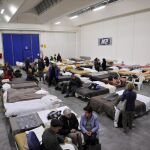 Evacuados en un centro de recepción en Caldarola (Macerata)