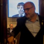 Carles Puigdemont ha participado a través de videoconferencia en la reunión del grupo parlamentario de Junts per Catalunya